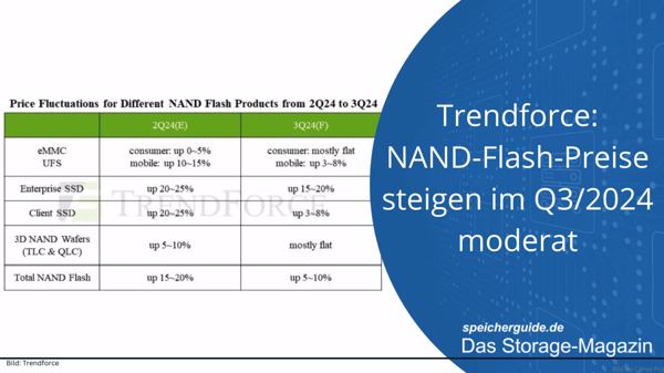 Trendforce: NAND-Flash-Preise steigen im Q3/2024 moderat